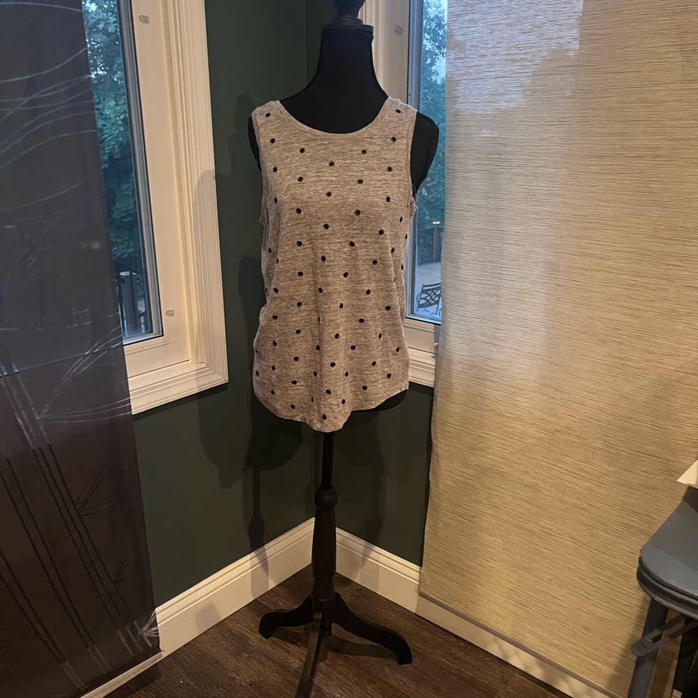 PAIGE Gray Tank Top with Black Gromit Details